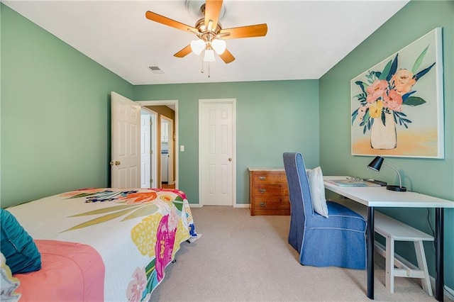 7905 W 129th St, Overland Park, KS 66213 - bedroom with carpet floors, baseboards, ceiling fan, and an office area