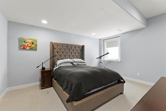 9412 Aurora St, Lenexa, KS 66220 - bedroom with light carpet, baseboards, and recessed lighting