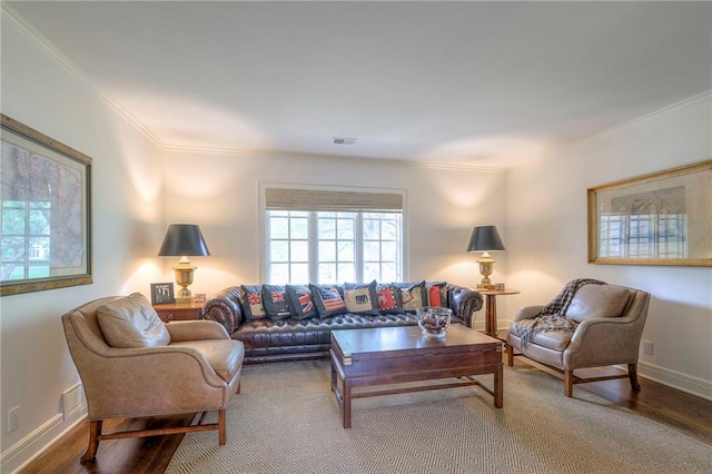 1055 W 54th St, Kansas City, MO 64112 - living area with crown molding and wood finished floors