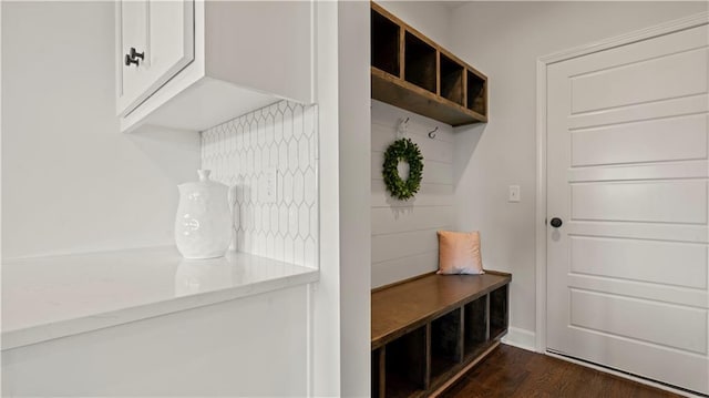 1300 Melissa Ct, Kearney, MO 64060 - mudroom featuring dark wood-style floors and baseboards
