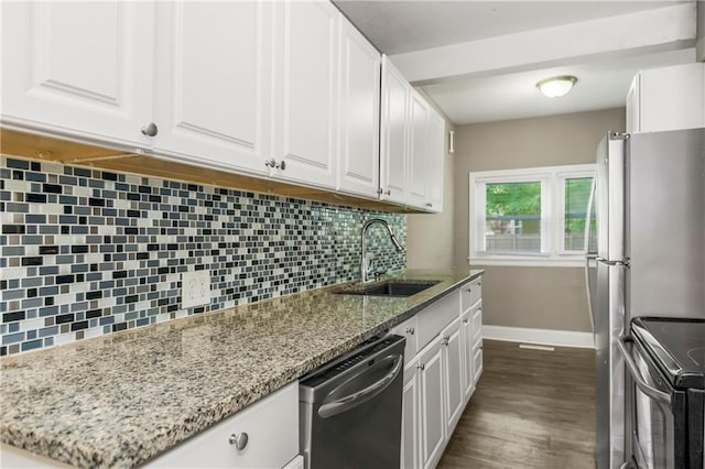 9318 Noland Rd, Lenexa, KS 66215 - kitchen featuring a sink, dishwasher, range with electric stovetop, baseboards, and white cabinets