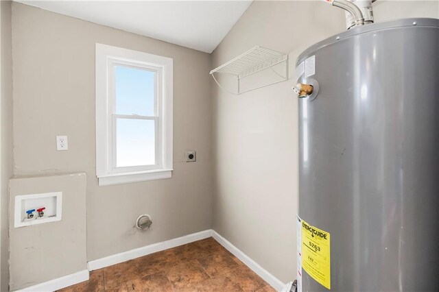 9318 Noland Rd, Lenexa, KS 66215 - laundry room featuring water heater, hookup for an electric dryer, hookup for a washing machine, and baseboards