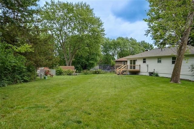 1506 N Holland Ct, Independence, MO 64056 - view of grassy yard with a wooden deck