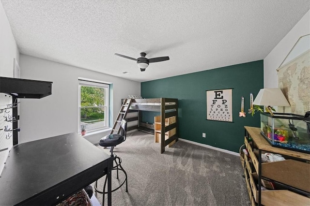 8102 W 153rd St, Overland Park, KS 66223 - carpeted bedroom featuring a textured ceiling, a ceiling fan, and baseboards
