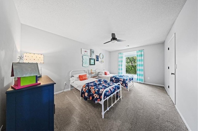 8102 W 153rd St, Overland Park, KS 66223 - bedroom with a textured ceiling, carpet floors, a ceiling fan, and baseboards