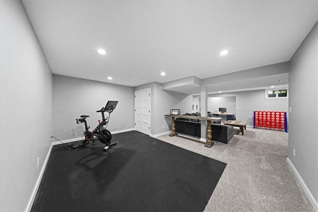 8102 W 153rd St, Overland Park, KS 66223 - exercise room with baseboards, carpet, and recessed lighting