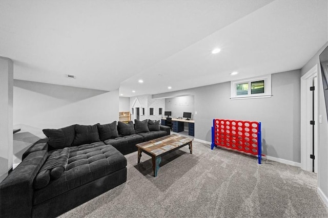 8102 W 153rd St, Overland Park, KS 66223 - carpeted living room with recessed lighting and baseboards