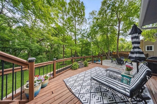 8102 W 153rd St, Overland Park, KS 66223 - wooden terrace featuring outdoor dining space