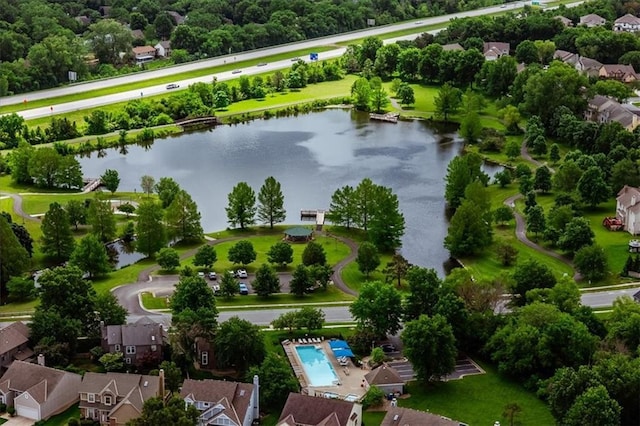8102 W 153rd St, Overland Park, KS 66223 - aerial perspective of suburban area featuring a large body of water