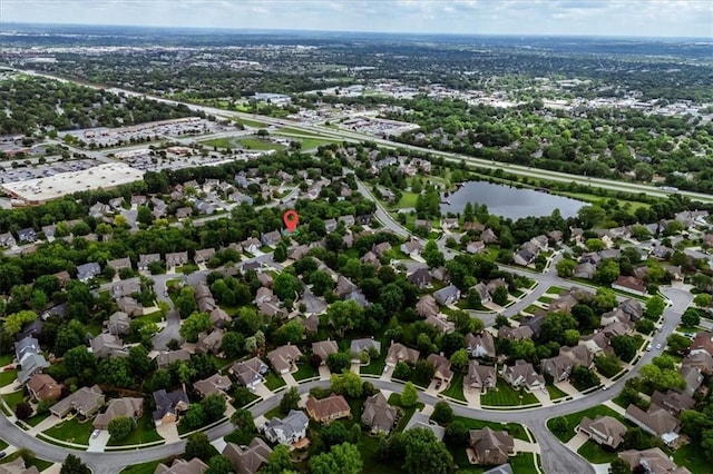 8102 W 153rd St, Overland Park, KS 66223 - aerial overview of property's location with a nearby body of water