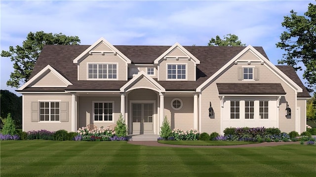 18568 W 180th Ct, Olathe, KS 66062 - view of front of house with a front lawn, french doors, and roof with shingles