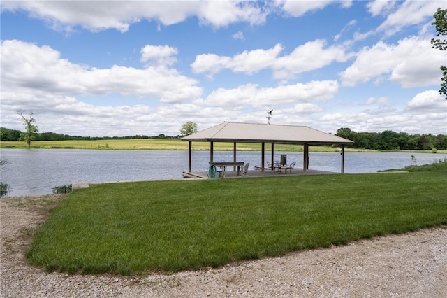 1672 N 1st Rd, Baldwin City, KS 66006 - dock area with a gazebo, a lawn, and a water view