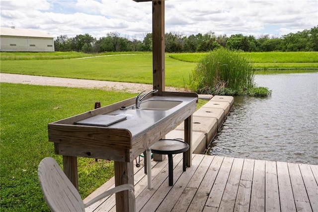 1672 N 1st Rd, Baldwin City, KS 66006 - dock area featuring a lawn and a water view