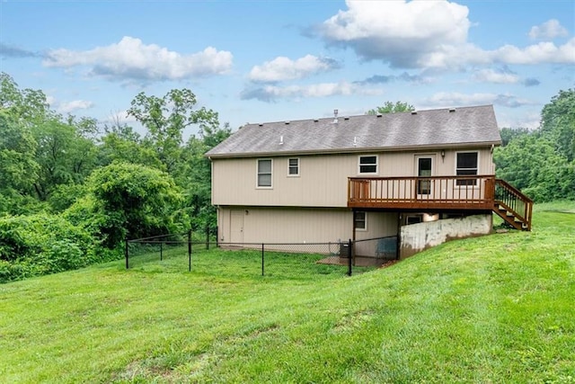 624 Mcdonald Rd, Leavenworth, KS 66048 - back of house with a deck, stairway, and a shingled roof