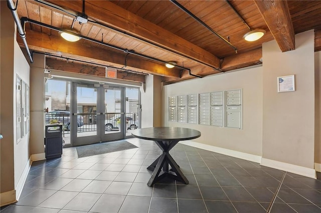 712 Broadway Blvd Unit 607, Kansas City, MO 64105 - lobby featuring wooden ceiling with exposed beams