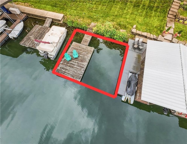 44 G St, Lake Lotawana, MO 64086 - aerial view of property and surrounding area featuring property boundaries highlighted