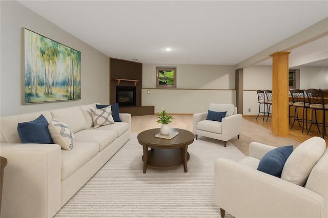 2432 SE 6th St, Lees Summit, MO 64063 - living area with a glass covered fireplace