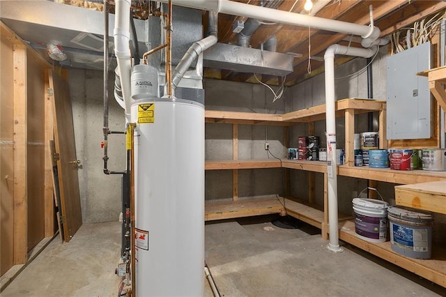 2432 SE 6th St, Lees Summit, MO 64063 - unfinished below grade area featuring gas water heater and electric panel