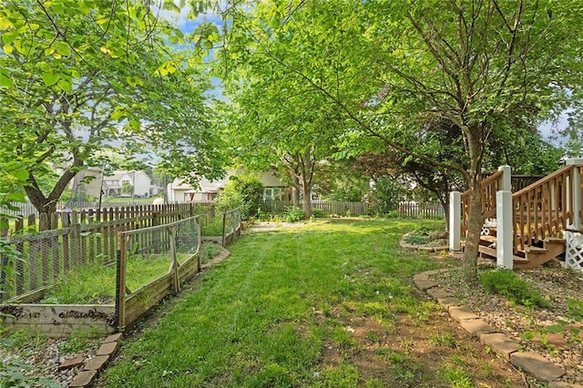 2432 SE 6th St, Lees Summit, MO 64063 - fenced backyard featuring a vegetable garden and stairs