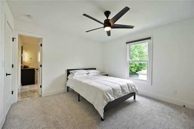 110 Cherokee Ln, Lake Winnebago, MO 64034 - bedroom featuring baseboards, light colored carpet, and ceiling fan