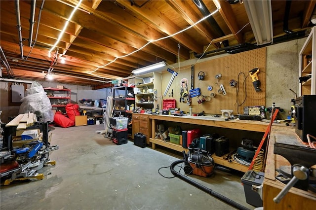 110 Cherokee Ln, Lake Winnebago, MO 64034 - unfinished basement with a workshop area and electric panel