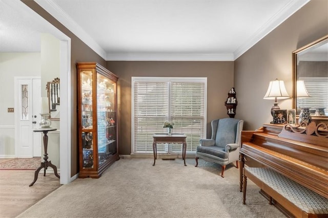 12806 Goddard Ave, Overland Park, KS 66213 - sitting room with carpet flooring, ornamental molding, and baseboards