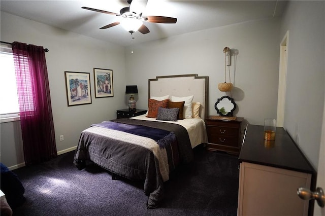 3832 SW Boulder Dr, Lees Summit, MO 64082 - bedroom featuring dark colored carpet, baseboards, and a ceiling fan