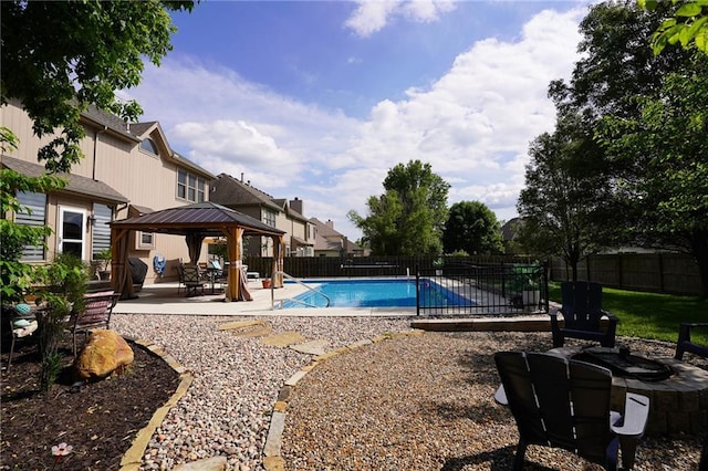 3832 SW Boulder Dr, Lees Summit, MO 64082 - view of swimming pool featuring a gazebo, a patio area, and a fenced backyard