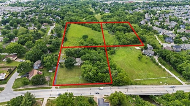 6246 Woodland Dr, Shawnee, KS 66218 - aerial overview of property's location with property parcel outlined
