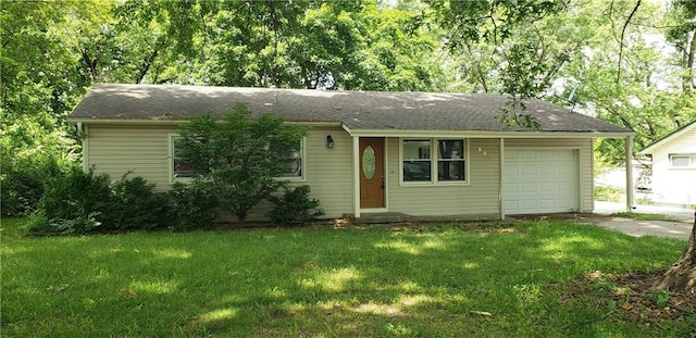 306 Morningside Dr, Richmond, MO 64085 - ranch-style house featuring an attached garage, driveway, a front lawn, and entry steps