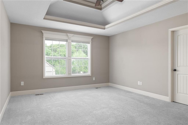 486 S 137th Pl, Bonner Springs, KS 66012 - empty room featuring carpet flooring, a ceiling fan, a tray ceiling, and baseboards
