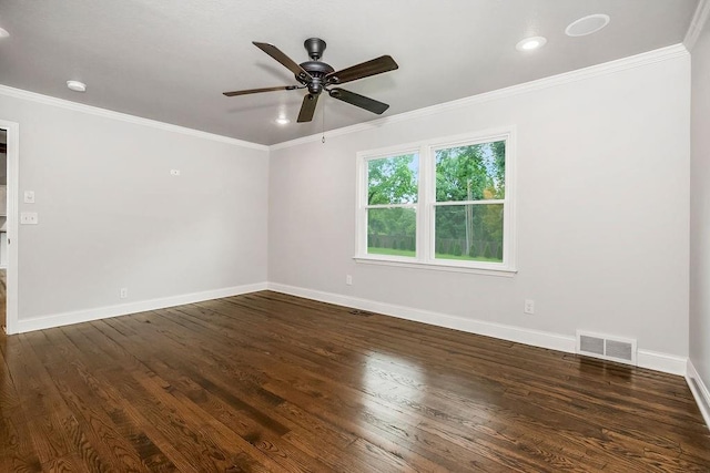 2308 W 95th St, Leawood, KS 66206 - unfurnished room with wood finished floors, ceiling fan, crown molding, recessed lighting, and a smoke detector