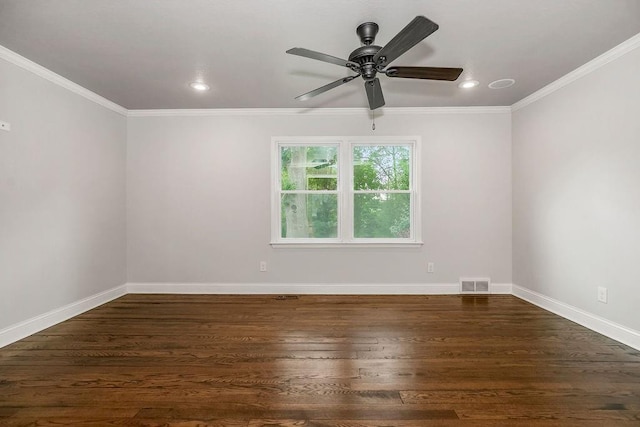 2308 W 95th St, Leawood, KS 66206 - unfurnished room with recessed lighting, crown molding, a ceiling fan, and wood finished floors