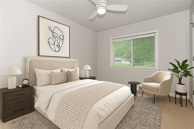 2308 W 95th St, Leawood, KS 66206 - bedroom featuring light carpet and ceiling fan