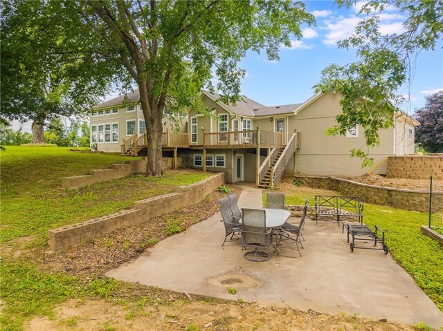 1955 Birmingham Rd, Liberty, MO 64068 - view of patio featuring stairs, a deck, and outdoor dining area
