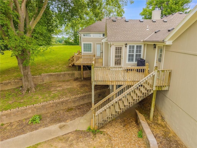 1955 Birmingham Rd, Liberty, MO 64068 - deck featuring stairs and a lawn