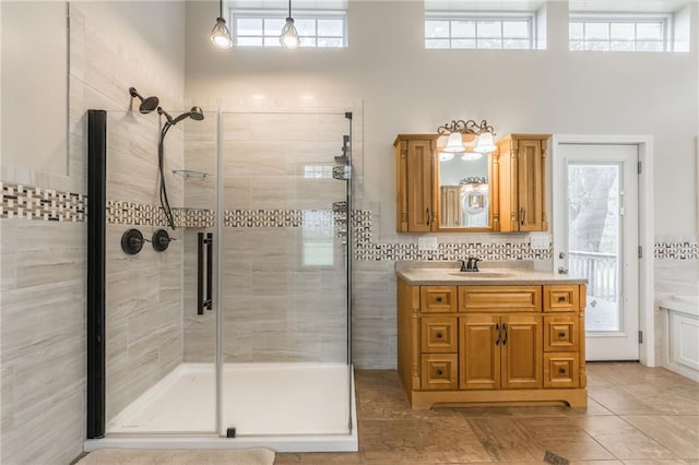 1955 Birmingham Rd, Liberty, MO 64068 - full bathroom featuring a shower stall, vanity, and tile patterned floors