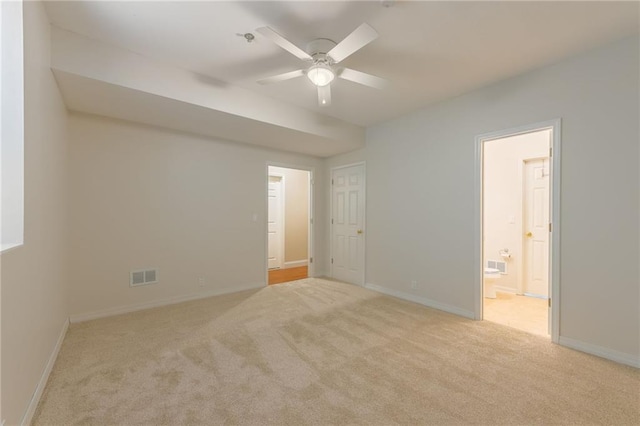 1955 Birmingham Rd, Liberty, MO 64068 - unfurnished bedroom featuring carpet, ensuite bathroom, and ceiling fan