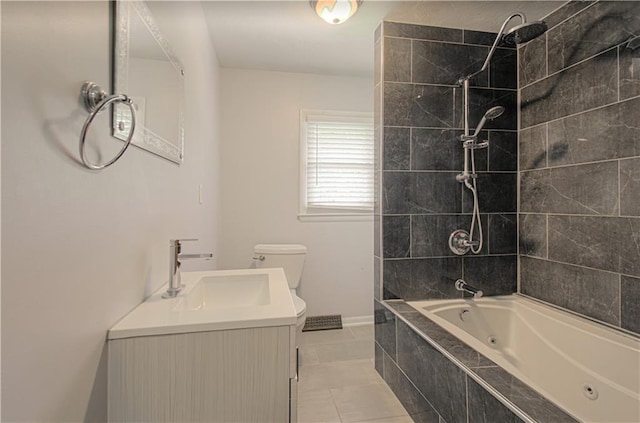 2917 N 83rd Ter, Kansas City, KS 66109 - full bathroom with a combined bath / shower with jetted tub, vanity, toilet, tile patterned flooring, and baseboards