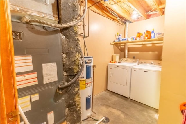 2802 N 39th Ter, Saint Joseph, MO 64506 - laundry room featuring independent washer and dryer, electric water heater, and heating unit
