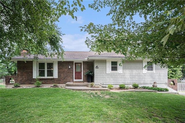63 Maple Dr, Platte City, MO 64079 - single story home featuring a front lawn and a chimney