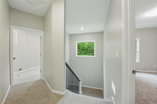 809 Highland Dr, Edwardsville, KS 66111 - hall with an upstairs landing, carpet, and baseboards