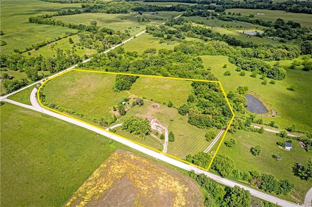 4613 SE Atchison Rd, Lathrop, MO 64465 - aerial view of sparsely populated area with property parcel outlined