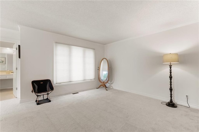 12484 S Hallet St, Olathe, KS 66062 - unfurnished room with carpet, a textured ceiling, baseboards, and ornamental molding