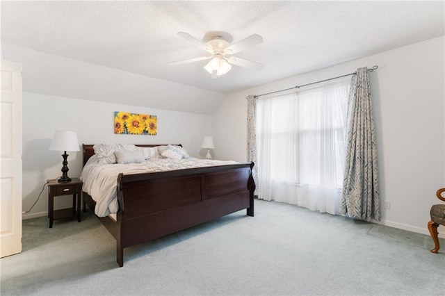 12484 S Hallet St, Olathe, KS 66062 - bedroom with carpet flooring, vaulted ceiling, a ceiling fan, and baseboards