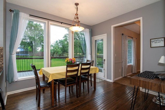 4737 Lone Elm St, Shawnee, KS 66226 - dining room featuring baseboards, dark wood finished floors, and healthy amount of natural light