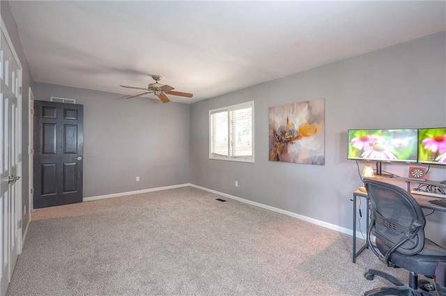 21614 W 72nd St, Shawnee, KS 66218 - unfurnished office with baseboards, carpet, and a ceiling fan