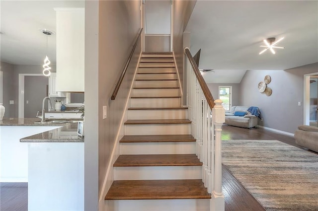 21614 W 72nd St, Shawnee, KS 66218 - stairs with wood finished floors and baseboards
