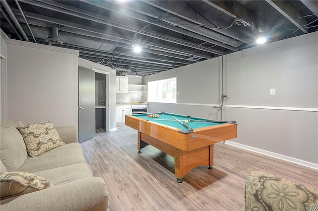 21614 W 72nd St, Shawnee, KS 66218 - game room featuring pool table, light wood finished floors, and baseboards