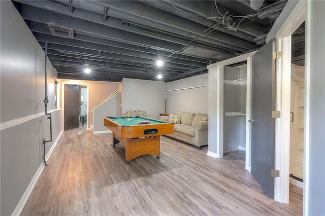 21614 W 72nd St, Shawnee, KS 66218 - game room featuring billiards, wood finished floors, and baseboards